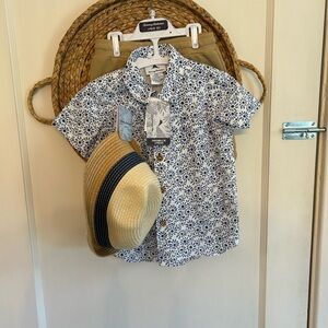 Tommy Bahama Three-Piece Boys' Floral Button-Up Set - Blue/White